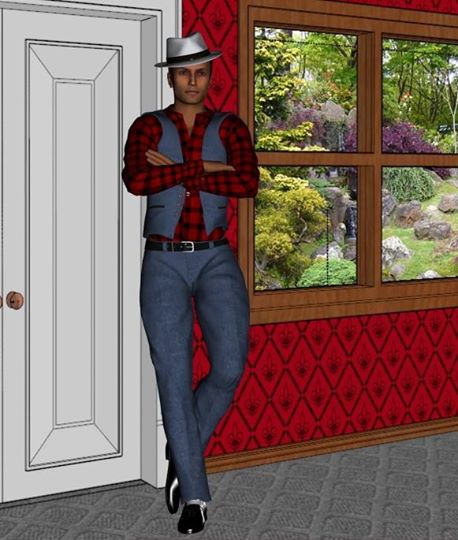 Game character in designer jeans.