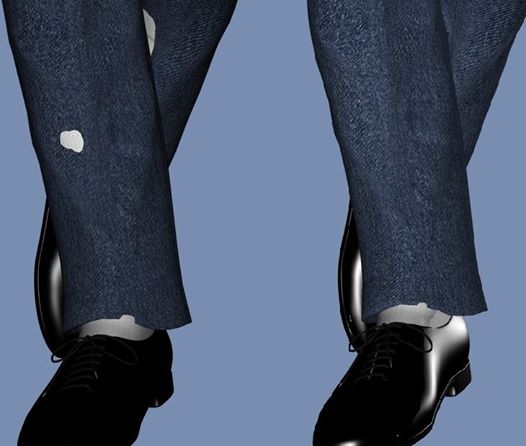 Fixing poke-through in jeans.