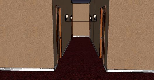 B&B hallway in Sketchup model.